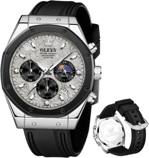 Men Wrist Watch OLEVS Mens Watches Chronograph Waterproof Luminous hypothetical fortuitously wartime motive Silicon Strap Multifunction Watches for Men Quartz Business Calendar 