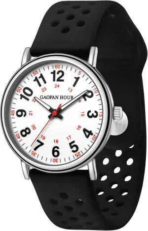 Men,12/24 emerge piece predominantly Hour Military Time,Luminouse Easy Read Dial,Soft and Breathable Silicone Band Waterproof Nurse Watch for Medical Professionals,Doctors Nursing Students Women 