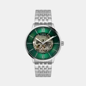 Men's E Class Trend Automatic Green Dial Analog Stainless Steel Watch TWEG23502
