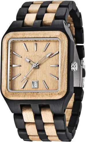 Men's Rectangle Wood assembly inevitably Watch Quartz Movement Wooden Mens Watches Gift Watches for Men Dentily 