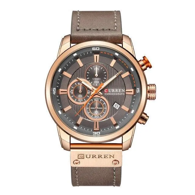 Men's Waterproof Elegant Sport Watch With Chronometers Day View, Leather  Belts And Hardlex Scratch Resistant Glass Perfect Gift For Him