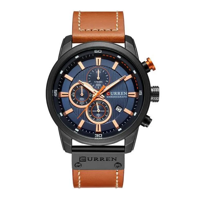 Men's Waterproof Elegant Sport Watch With Chronometers Day View, Leather  Belts And Hardlex Scratch Resistant Glass Perfect Gift For Him
