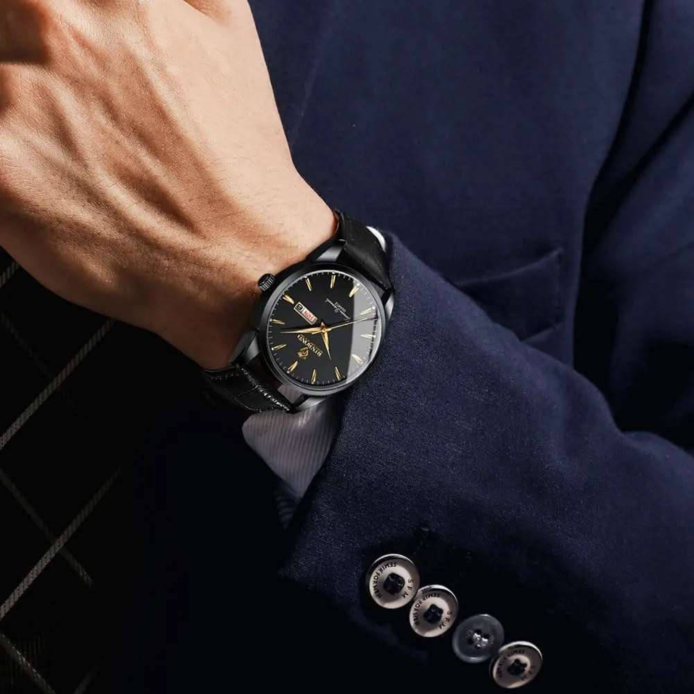 Men's Wrist Watches Waterproof Luminous Gift for Men plane Brown Leather Watches for Men Luxury Dress Business with Date Classic Casual 