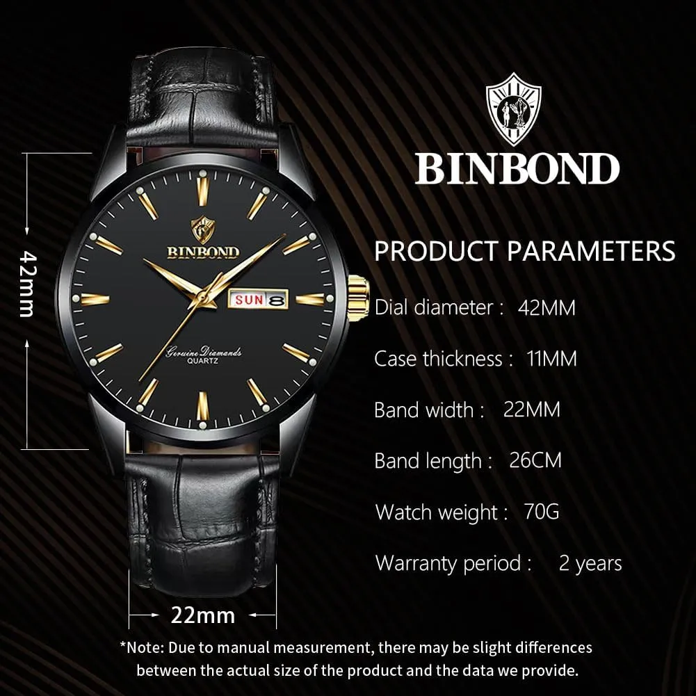 Men's Wrist Watches Waterproof Luminous Gift for Men plane Brown Leather Watches for Men Luxury Dress Business with Date Classic Casual 