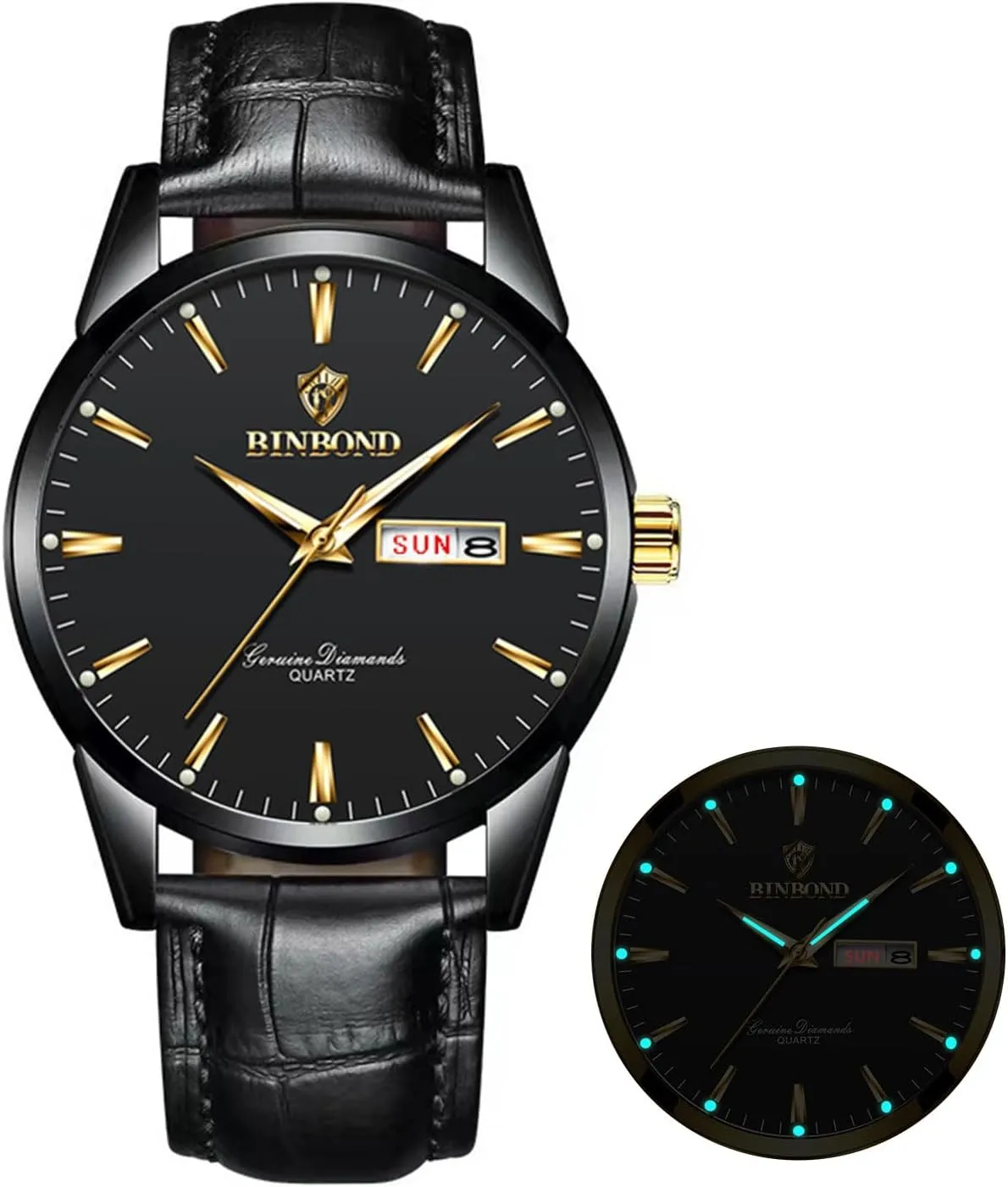 Men's Wrist Watches Waterproof Luminous Gift for Men plane Brown Leather Watches for Men Luxury Dress Business with Date Classic Casual 