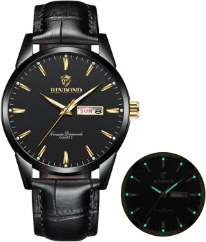 Men's Wrist Watches Waterproof Luminous Gift for Men plane Brown Leather Watches for Men Luxury Dress Business with Date Classic Casual 