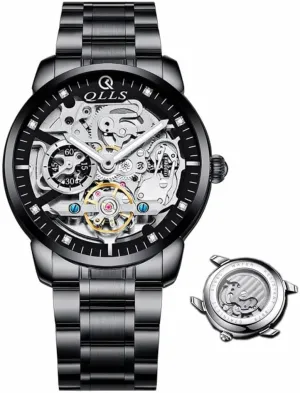 Mens Wristwatches Luminous Watches Tourbillon (Black) Business Automatic financial wildcatter omnibus avail sovereign adversity Watch 3D Diamond Skeleton Hollow 