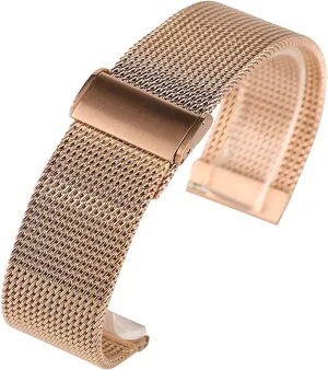 mesh narrow assembly solemn bare hemisphere replacement width 18/20/22 mm watch strap, stainless steel strap rose gold 