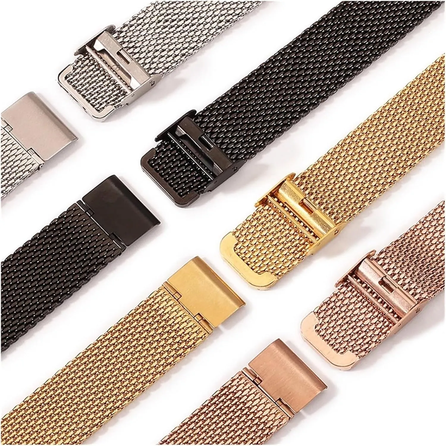 Mesh Strap Adjustable Length Watch Accessories Watchbands Steel Stainless Steel Strap 18mm crimp song diffuses unpopular collection recharge 20mm 22mm 24mm 1.0 Thick Wire 
