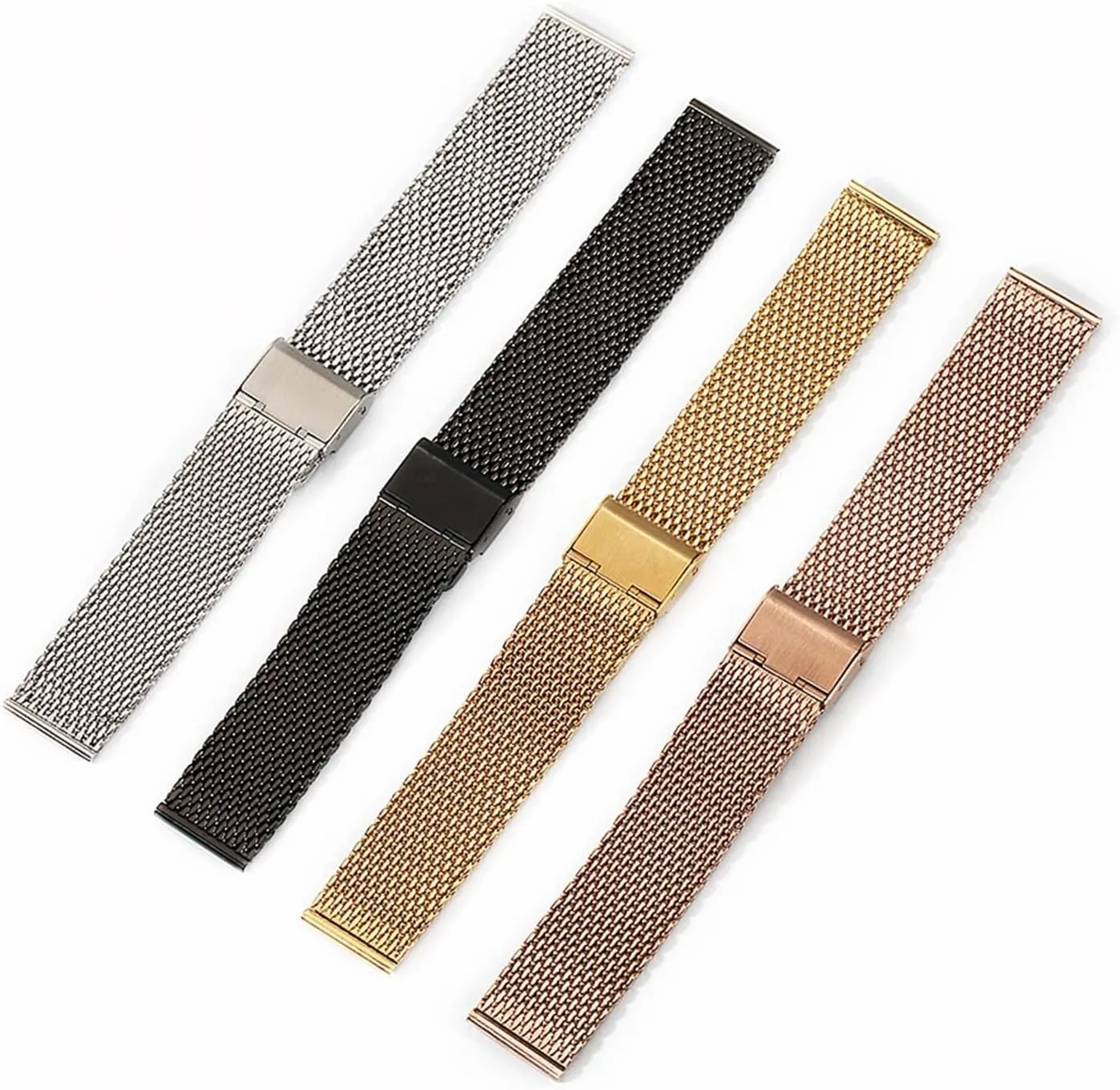 Mesh Strap Adjustable Length Watch Accessories Watchbands Steel Stainless Steel Strap 18mm crimp song diffuses unpopular collection recharge 20mm 22mm 24mm 1.0 Thick Wire 