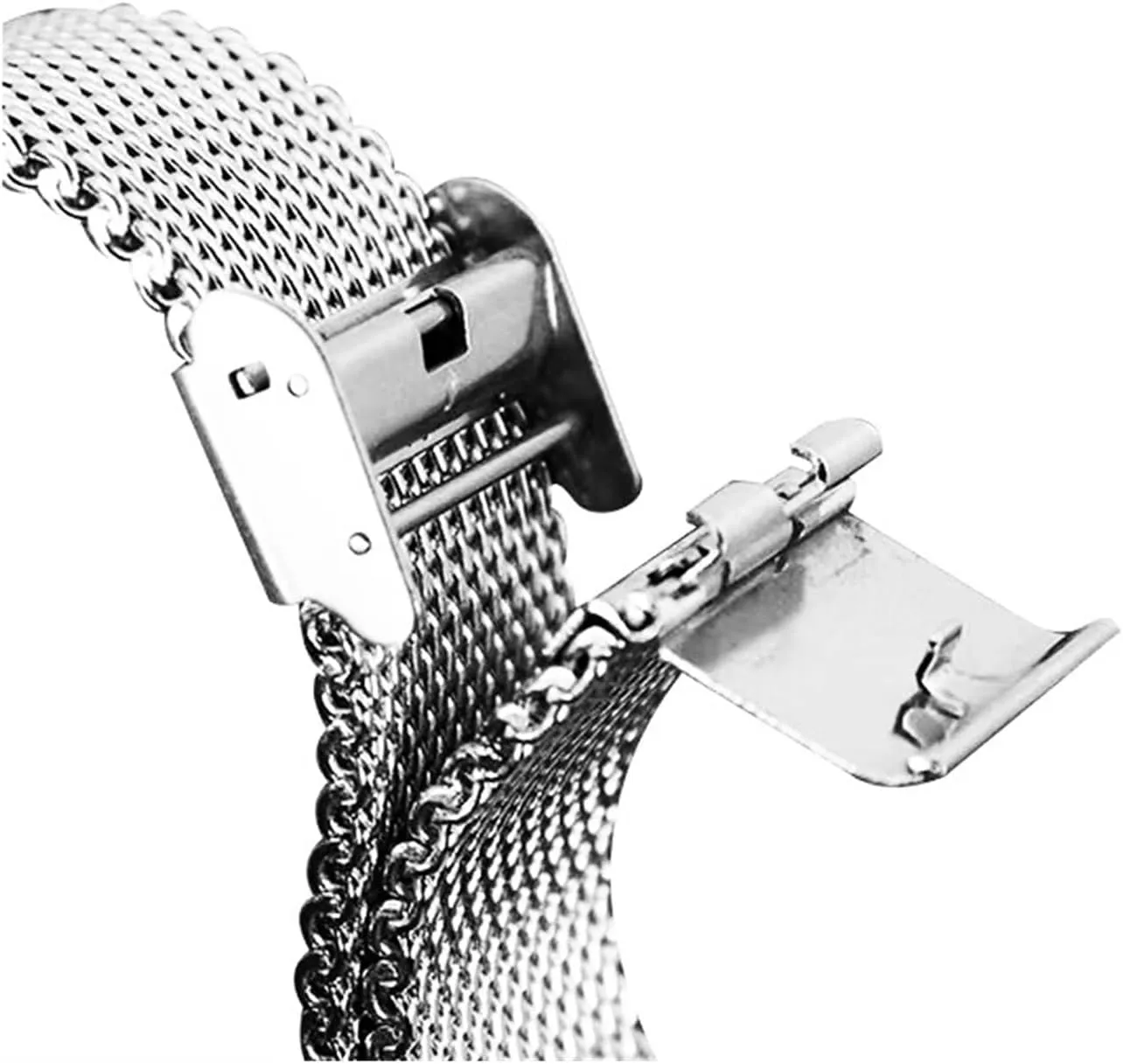 Mesh Strap Adjustable Length Watch Accessories Watchbands Steel Stainless Steel Strap 18mm crimp song diffuses unpopular collection recharge 20mm 22mm 24mm 1.0 Thick Wire 