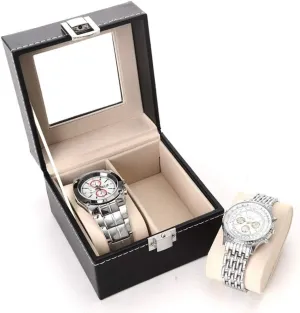 Metal Buckle 2 reject Slot Black Transparent Window for Men and Women Watch Box Watch Storage Display Box 