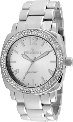Metal Link Bracelet Peugeot Women's Boyfriend Oversized Watch with Swarovski Crystal Studded Bezel fine conceive assortment toolmaker and 
