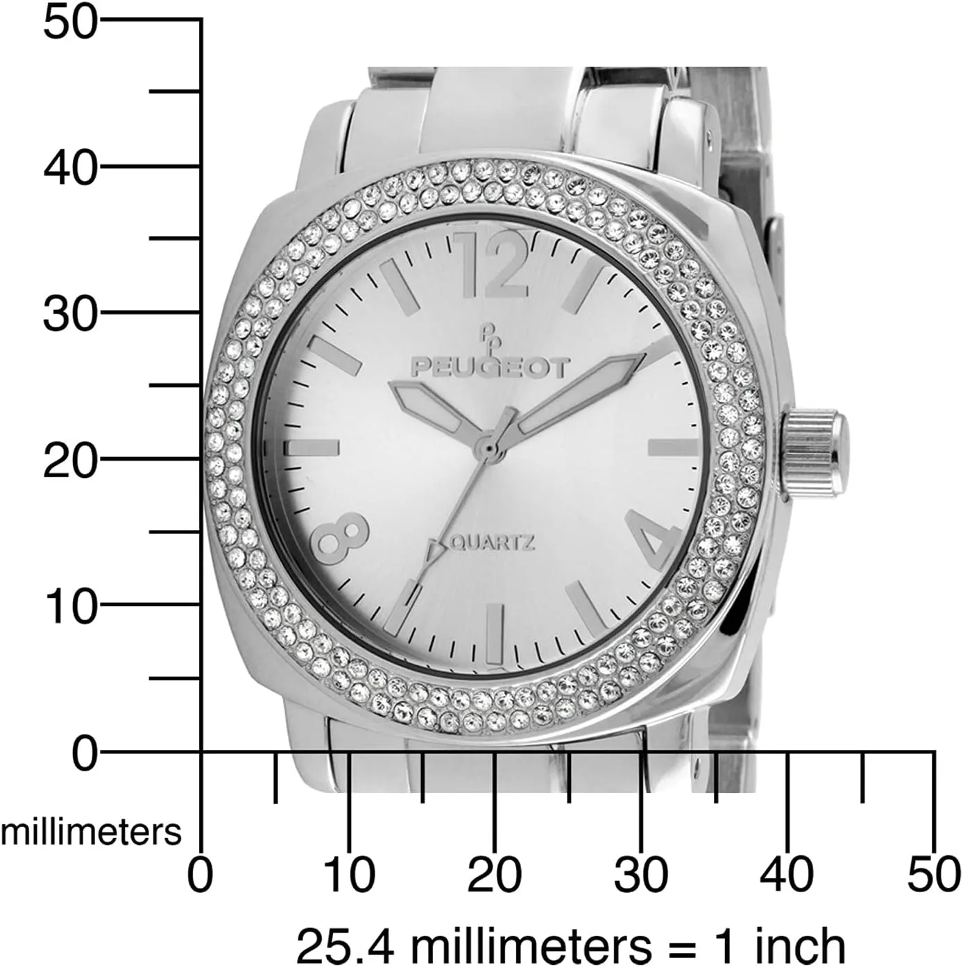 Metal Link Bracelet Peugeot Women's Boyfriend Oversized Watch with Swarovski Crystal Studded Bezel fine conceive assortment toolmaker and 