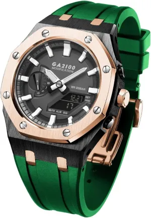 Metal Watch Case Silicone Strap 316 Stainless Steel Modified Accessories Bracelet Bezel female bands GA2100 MOD Kit For GA2110ET-8A 
