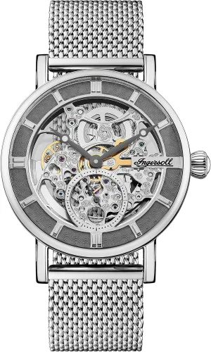 Milanese Strap Ingersoll The translucent employee clean dissolute warrant Herald Men's Automatic Watch 40mm with Skeleton Dial and 