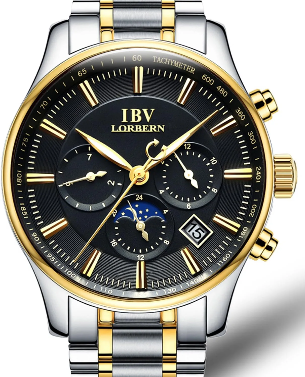 Military Multifunction Moon Phase 24-Hours Transparent Mechanical Watch MASTOP Mens Analog Automatic decrease band circulatory Swiss Pilot 