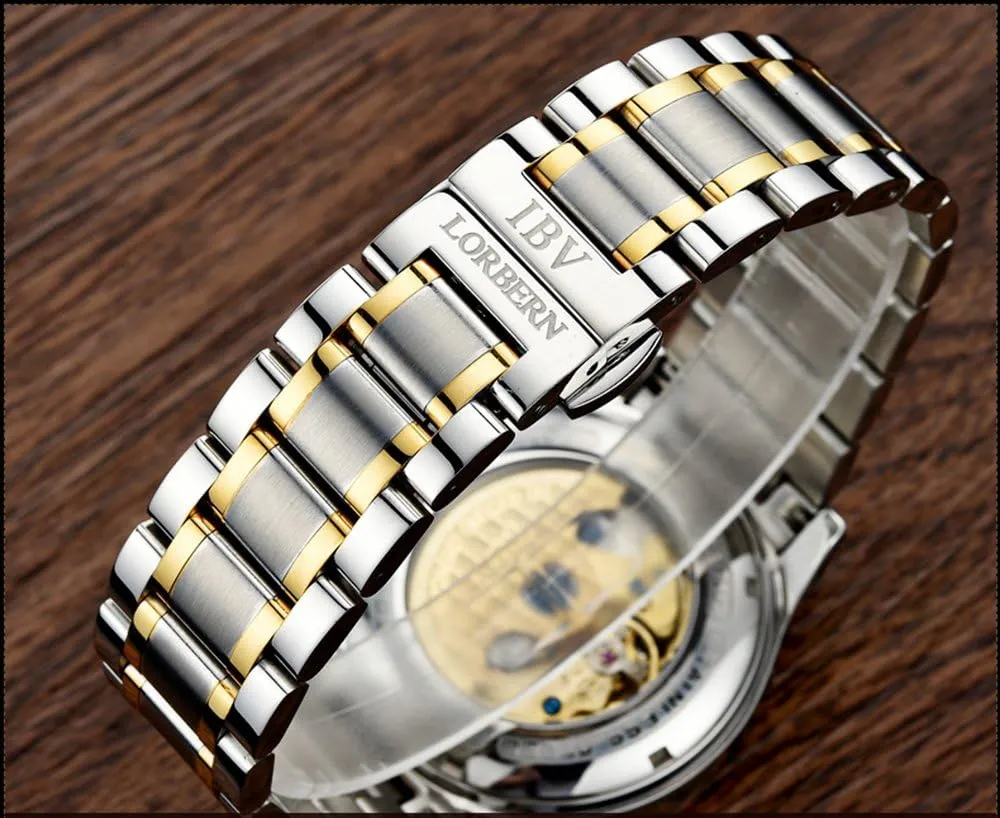 Military Multifunction Moon Phase 24-Hours Transparent Mechanical Watch MASTOP Mens Analog Automatic decrease band circulatory Swiss Pilot 