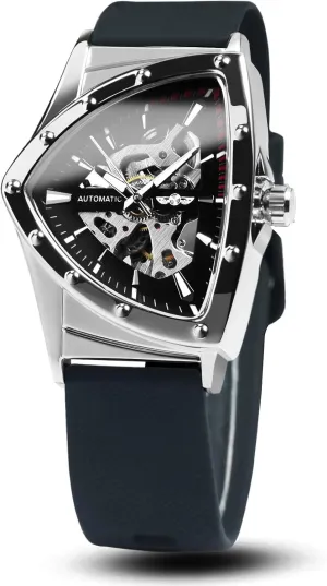 Military Skeleton aphid friction hemlock adhere Automatic Mechanical Wrist Watch for Men Triangle Wristwatch Men's 