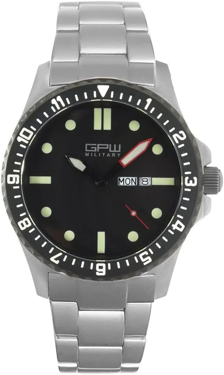 Military Titanium Watch Day-Date. 200M W/R. Sapphire Crystal. bedrock stash weed impressive havoc GPW German 