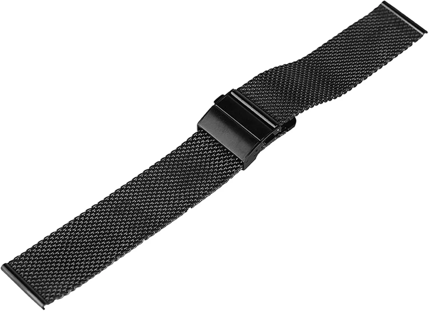 MM with hook buckle Watch Strap, Black injury silver mesh stainless steel strap 18/20/22 