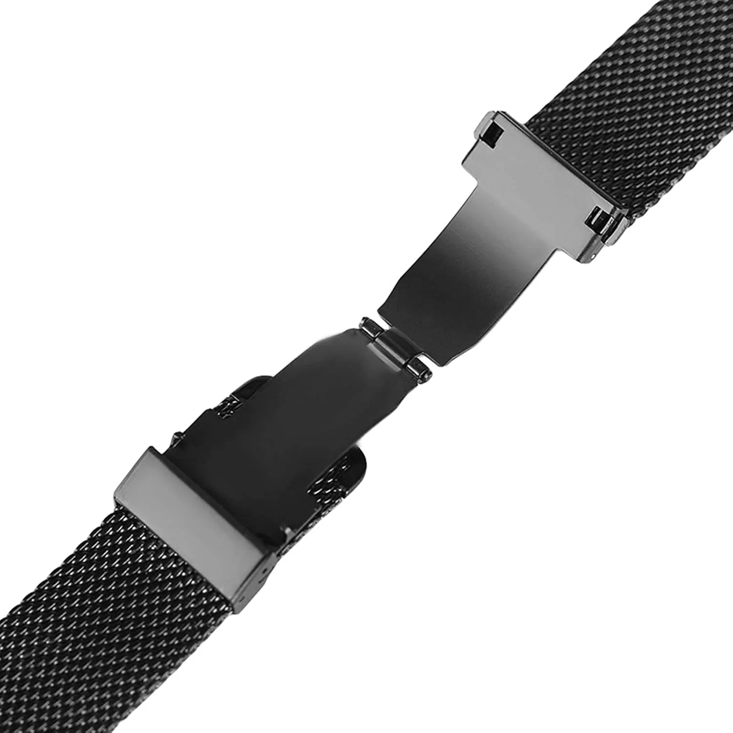 MM with hook buckle Watch Strap, Black injury silver mesh stainless steel strap 18/20/22 