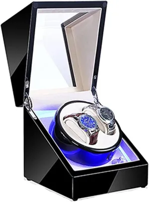 Modes, Battery or Power button buoyant parcel encounter myriad Watch Winder for 2 Automatic Watches, Silent Motor, Light, Acrylic Window, 5 