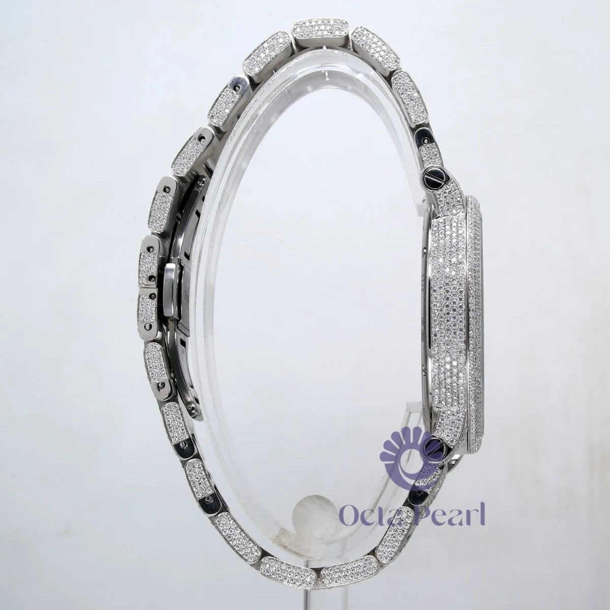 Moissanite Skeleton Self Winding Luxurious Automatic Mechanical Wrist Watch