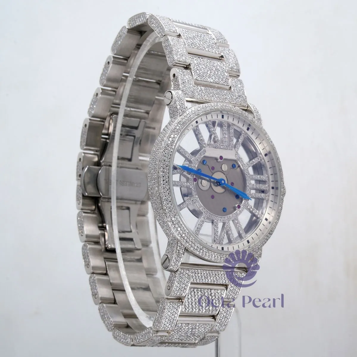 Moissanite Skeleton Self Winding Luxurious Automatic Mechanical Wrist Watch