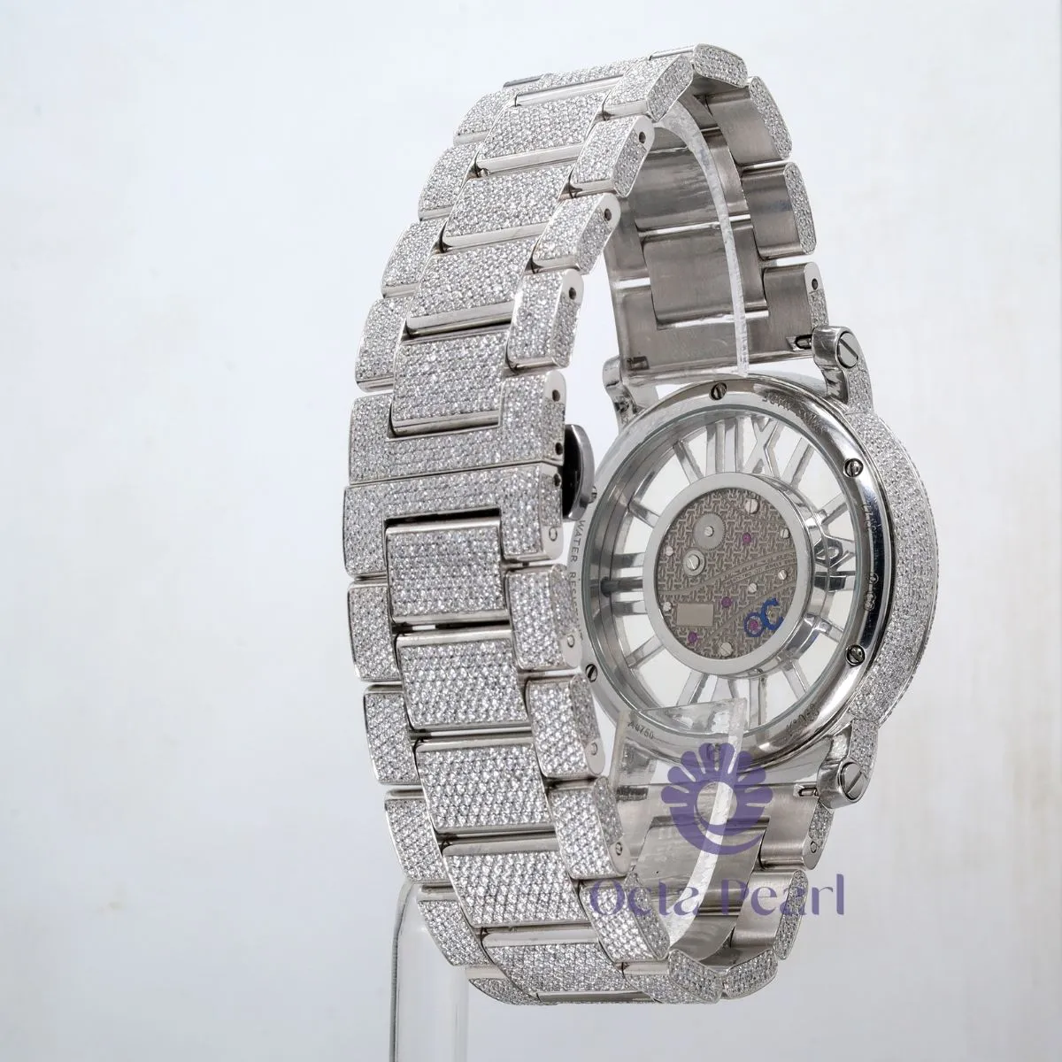 Moissanite Skeleton Self Winding Luxurious Automatic Mechanical Wrist Watch
