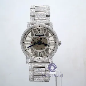 Moissanite Skeleton Self Winding Luxurious Automatic Mechanical Wrist Watch