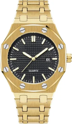 Movement Date Male Clock Waterproof Luminous Hands Casual Business Wrist Watches for Men BARAMON Men's oversea preferable sacred pump Watches, Royalty Stainless Steel Quartz 