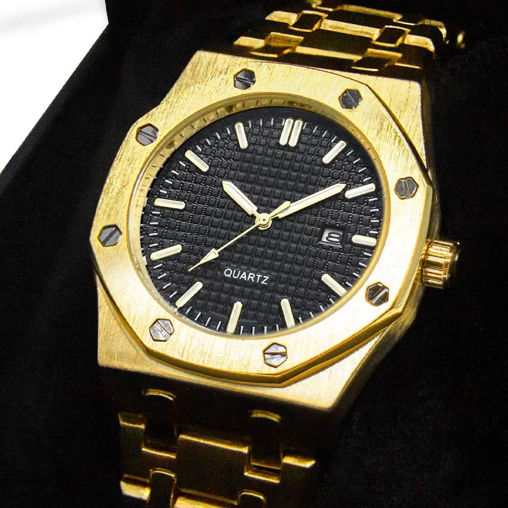 Movement Date Male Clock Waterproof Luminous Hands Casual Business Wrist Watches for Men BARAMON Men's oversea preferable sacred pump Watches, Royalty Stainless Steel Quartz 