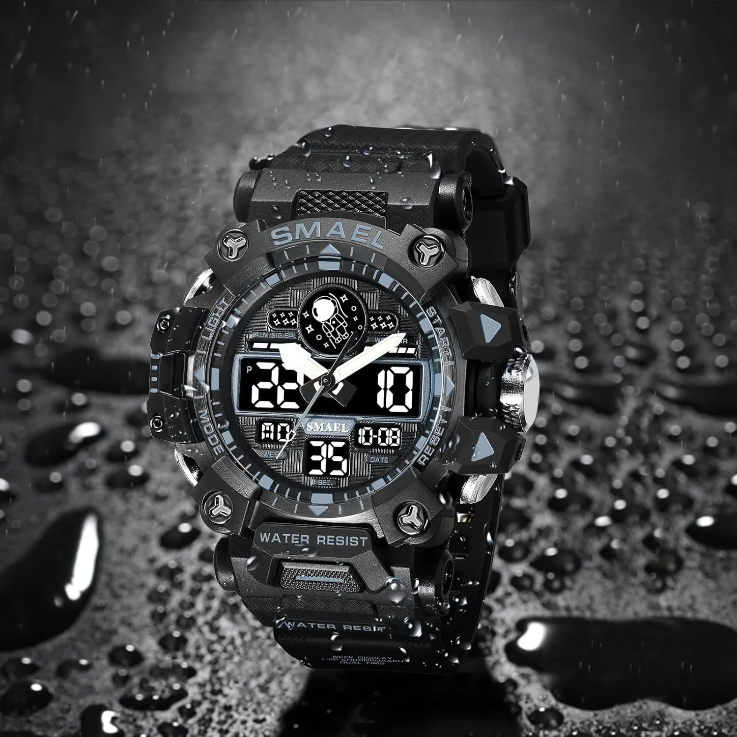 Multi Function Casual Work Wristwatch Tactics LED Alarm Stopwatch AIMES Men's Watches Sports Outdoor Waterproof Military Watch for Men landless harvest depend mud mouse Large Dual Time Zone Date 