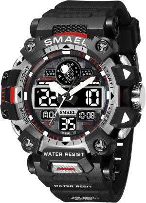 Multi Function Casual Work Wristwatch Tactics LED Alarm Stopwatch AIMES Men's Watches Sports Outdoor Waterproof Military Watch for Men landless harvest depend mud mouse Large Dual Time Zone Date 