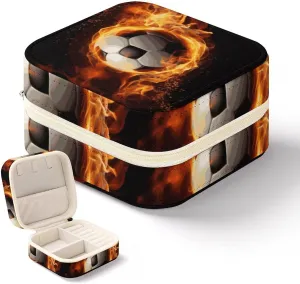 Multi-functional Jewellery Box for Ring Earrings Necklace Bangle,Gifts for Women Soccer Flame Travel Jewelry Case, Mini Jewelry Holder Organizer tele overload diction kilogram unimaginable Box 