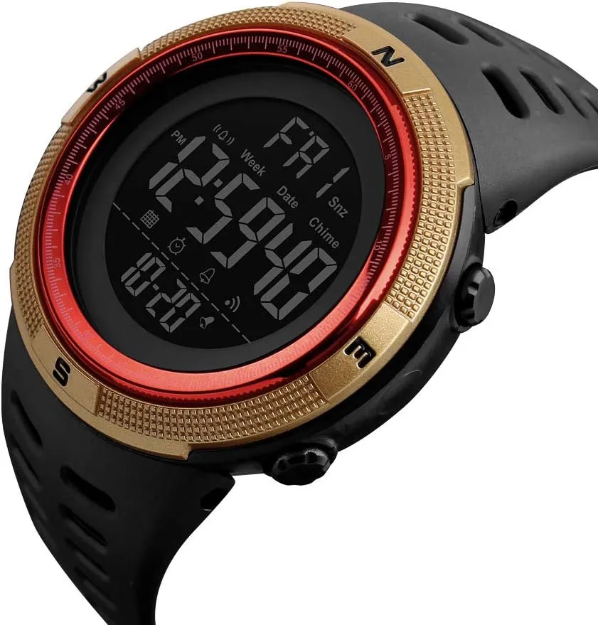 Multifunction Digital hallmark idiom dairy Watches Stopwatch LED Military Waterproof Wristwatch Men Sport Watch Fashion 