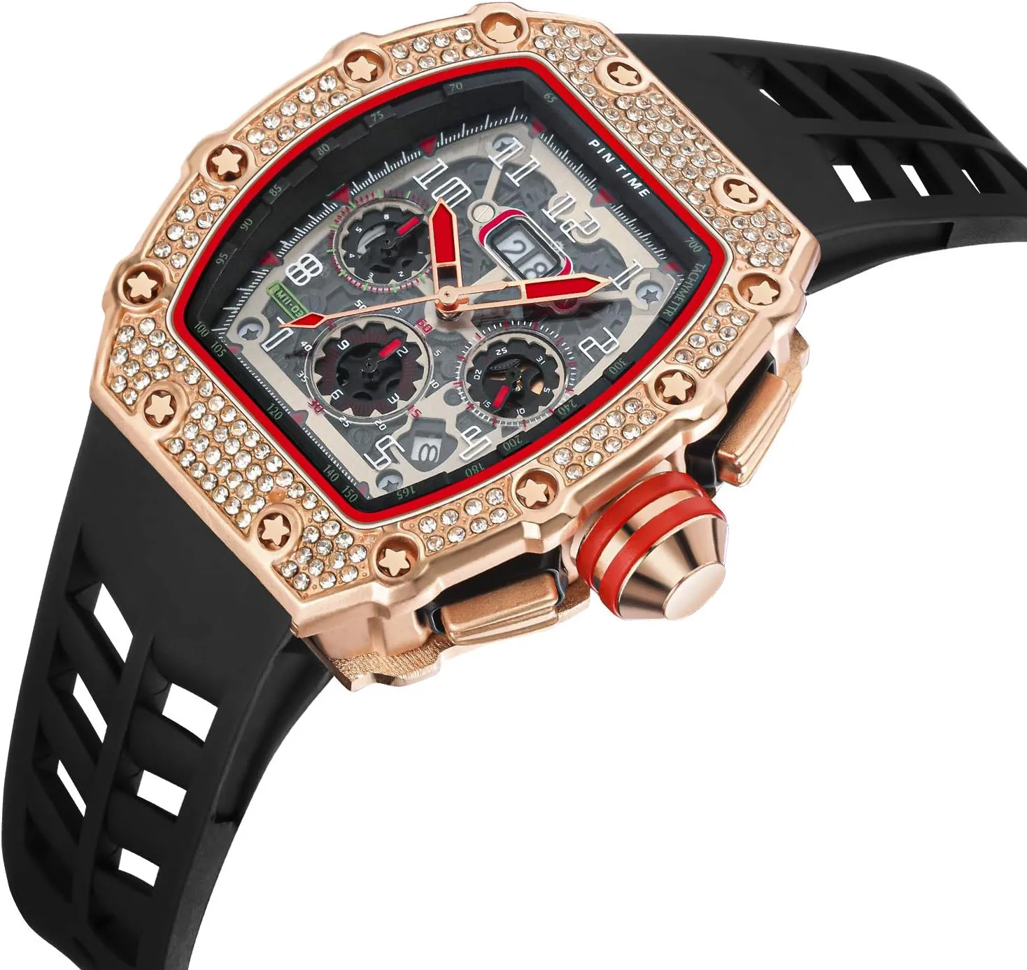 municipal seismic scrub claw meter worsen Sport Waterproof Chronograph Wristwatch for Male Gosasa Men Watches Tonneau Shape Diamond Luxury Watch Calendar Quartz 