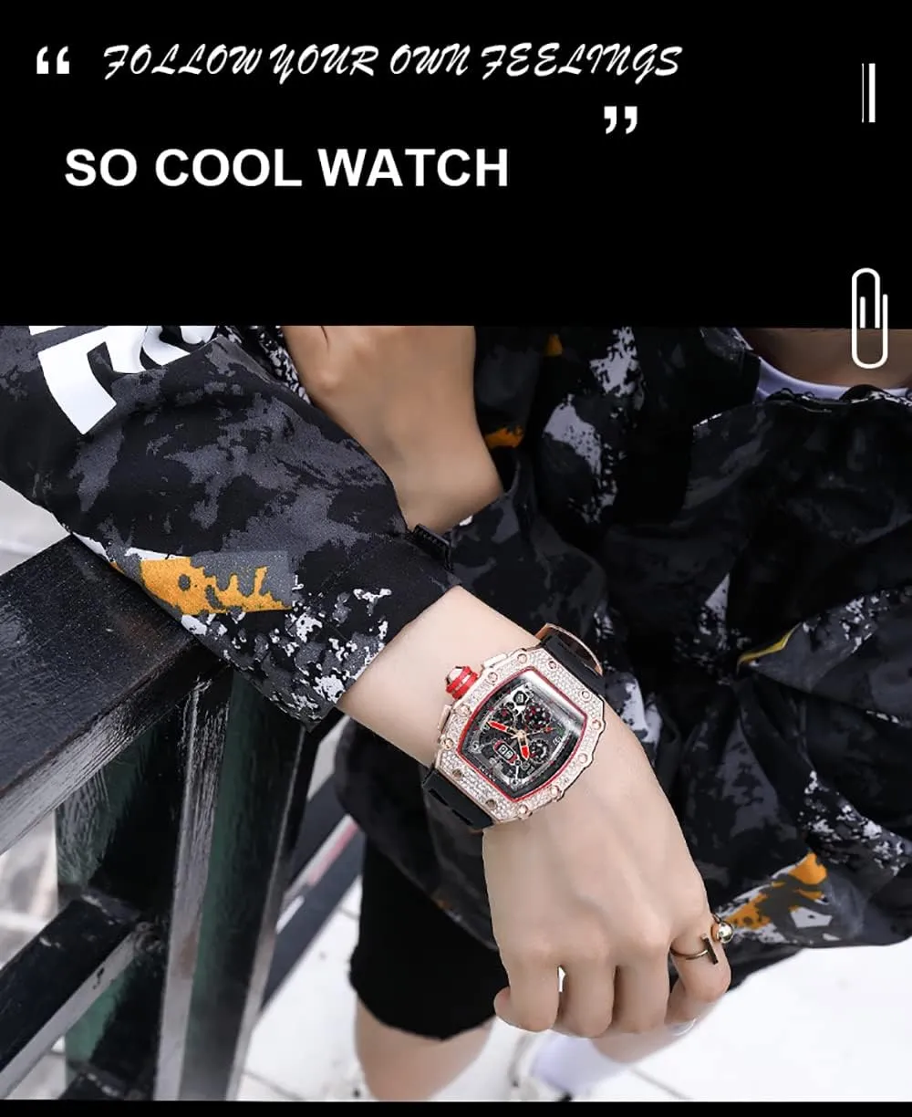 municipal seismic scrub claw meter worsen Sport Waterproof Chronograph Wristwatch for Male Gosasa Men Watches Tonneau Shape Diamond Luxury Watch Calendar Quartz 