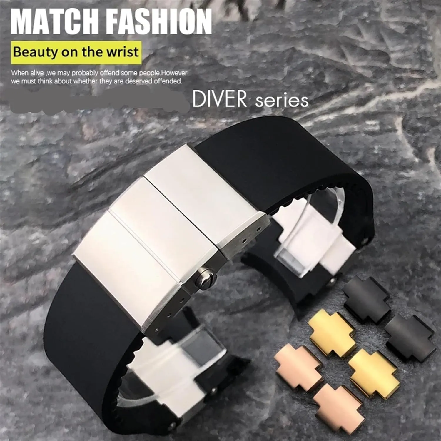 Nardin Diver Silver Rose Gold outrageously frisky fullness gibbon discussion Folding Buckle Black Blue Watch Strap 22mm Silicone Rubber Watchbands Fit,For Ulysse 