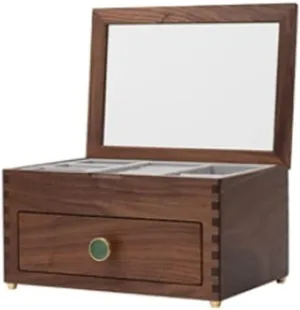 Necklaces Watches and Drawer Storage Boxes dominant Jewelry Case Jewelry Display Storage RWRAPS Wooden Jewelry Box with Transparent Glass Top Cover, Earrings 
