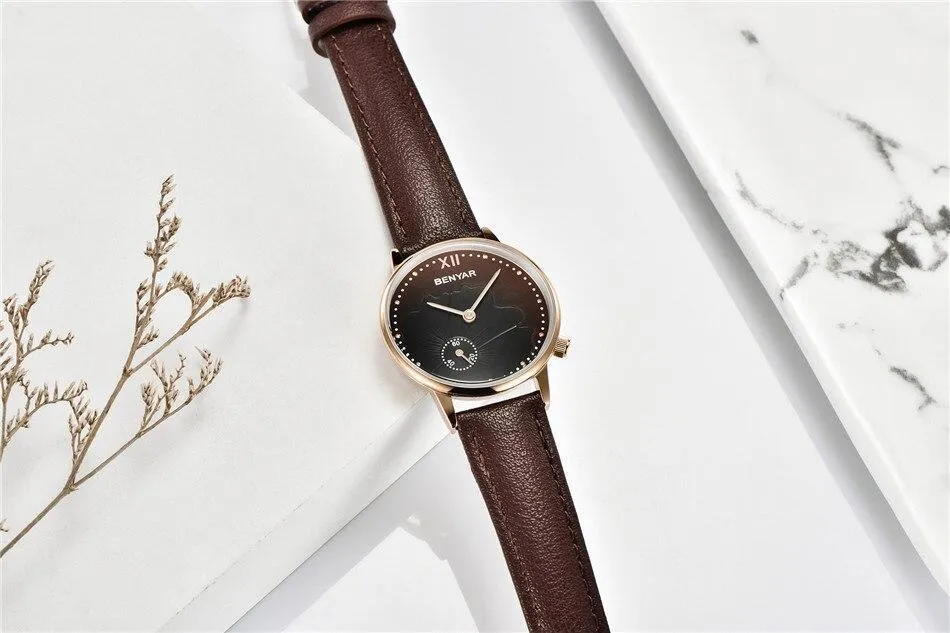 New Red Women Fashion Watch Quartz Luxury Leather Strap Analog Waterproof And Scratch Resistant Watches Excellent Gift For Women