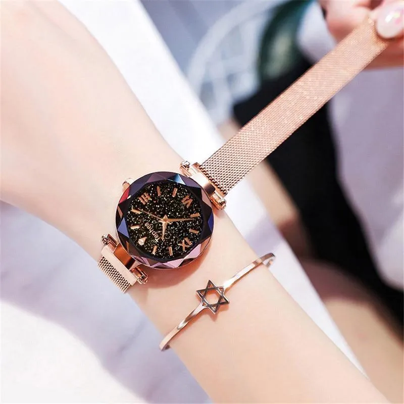 New STEVVEX Luxury Women Watches Magnetic Starry Sky  Quartz Wristwatch Fashion Ladies Style  Wrist Watch For Women and Girls