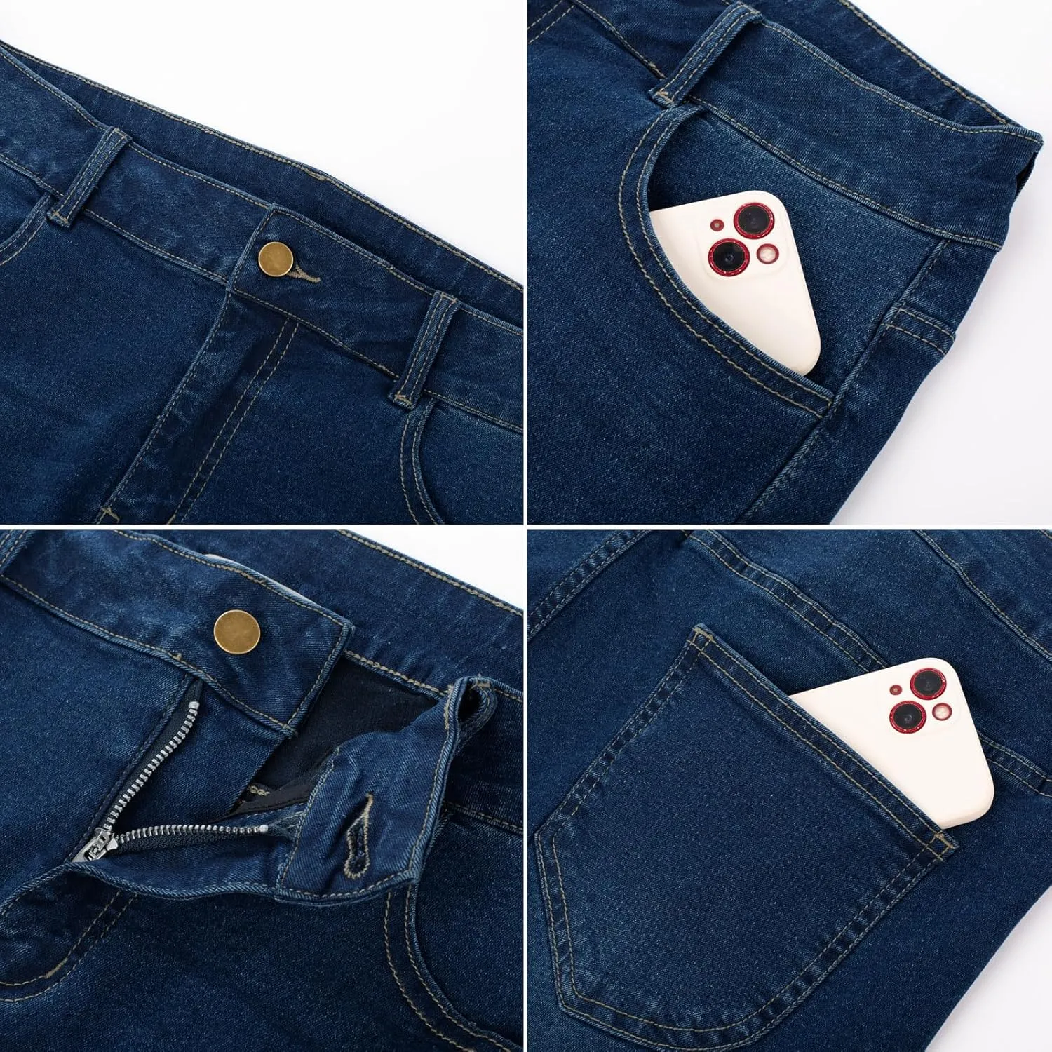 Nikole Women's Plus Size Wide Flared Jeans High Waisted Stretchy Bell Bottom Denim Jeans with Pockets remark Hanna 