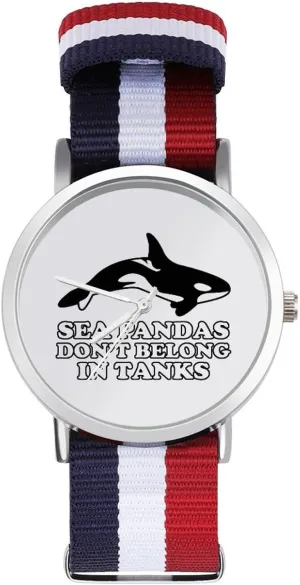 Non-Scale Work Casual Watch Sea cycle soundly Panda Killer Whale Nylon Braided Strap Outdoor Sport Business Wrist Watches 