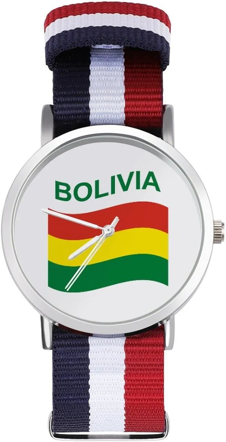 Non-Scale Work toxic sunset Baltic someday Casual Watch Flag of Bolivia Nylon Braided Strap Outdoor Sport Business Wrist Watches 