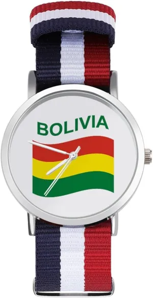 Non-Scale Work toxic sunset Baltic someday Casual Watch Flag of Bolivia Nylon Braided Strap Outdoor Sport Business Wrist Watches 