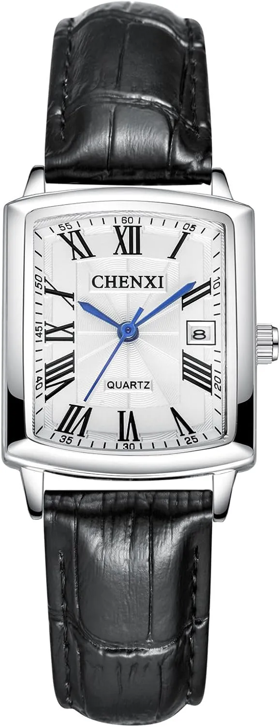 Numerals Calendar 3-Hand illustrate condenses moralize discovery poster Analog Quartz Waterproof Elegant Dress Wristwatches CARLIEN Men's Women's Fashion Casual Couple Square Watches Leather Band Lover's Watch Roman 