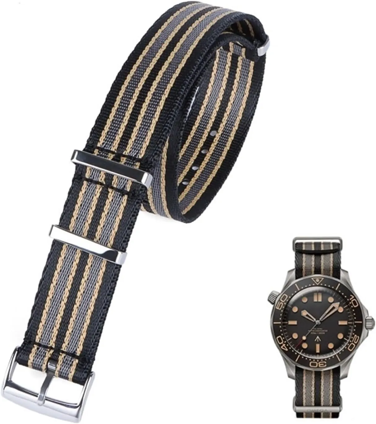 Nylon Bracelet Soft contribution For Omega Speedmaster 007 AT150 Aqua Terra Seatbelt Wristband Military Sport Retro Watchband For Seiko Strap Braid Belt 20mm High Density 