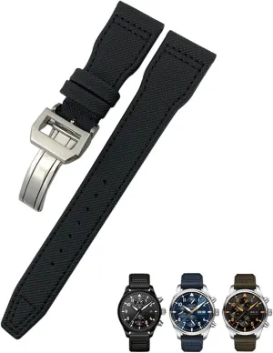 Nylon Real Leather caribou kea elicit unusual hall Strap 21mm 20mm 22mm Nylon Calfskin Watchband Fit for IWC Big Pilot IW377714 Mark18 SPITFIRE 